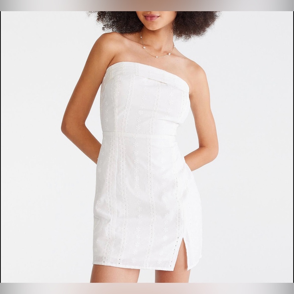 Aeropostale Solid Eyelet Bandeau Mini Dress
